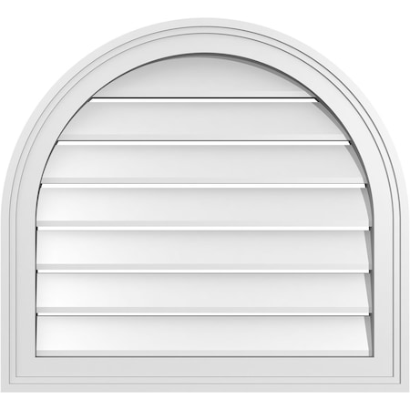 Ekena Millwork Round Top Surface Mount PVC Gable Vent: Functional, w/ 2"W x 1-1/2"P Brickmould Frame, 24"W x 22"H GVPRT24X2202SF